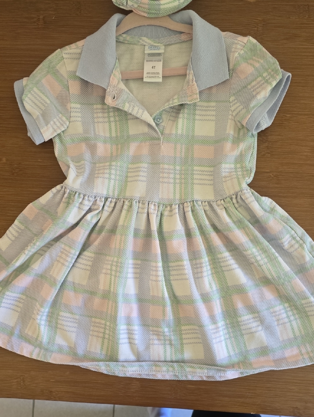 Pastel Plaid Collared Dress with Headband Toddler 4T